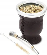 Yerba Mate - BALIBETOV Zestaw do Yerba Mate kubek bombilla wycior skóra brązowy 150 ml - miniaturka - grafika 1