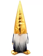 Ozdoby bożonarodzeniowe - Skrzat Złoty  Glamour Krasnal Z Brodą Gnom Granatowy 28 Cm - miniaturka - grafika 1