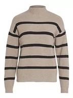 Swetry damskie - Vila Damski sweter z dzianiny w paski, Brown Lentil, XL - miniaturka - grafika 1