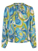 Bluzki damskie - Emily van den Bergh Bluzka damska Kobiety Satyna niebieski|żółty|wielokolorowy wzorzysty, 38 - miniaturka - grafika 1