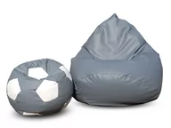 Pufy i podnóżki - Pufa sako XXXXL worek szara + gratis piłka szaro-biała - miniaturka - grafika 1