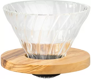 Hario Drip szklany V60-02 12,8x9,5 cm Hario Olive Wood naturalny VDG-02-OV - Akcesoria i części do ekspresów do kawy - miniaturka - grafika 4