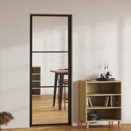 Akcesoria do drzwi - shumee Drzwi wewnętrzne szkło ESG i aluminium 76x201,5 cm czarne - miniaturka - grafika 1