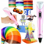 Długopisy - Długopis 3d Dla Dzieci Drukarka 3d Pen Różowy + Wkład 310m + Mata Zestaw Xl - miniaturka - grafika 1