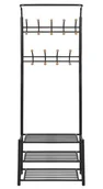 Wieszaki i stojaki - Czarny stojak na ubrania z półkami na buty C2-H46 - miniaturka - grafika 1