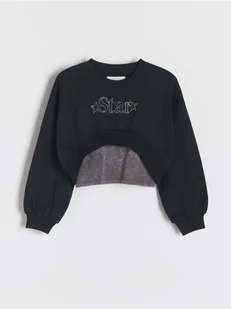 Reserved - Bluza z imitacją t-shirtu - czarny - Bluzki dla dziewczynek - miniaturka - grafika 1