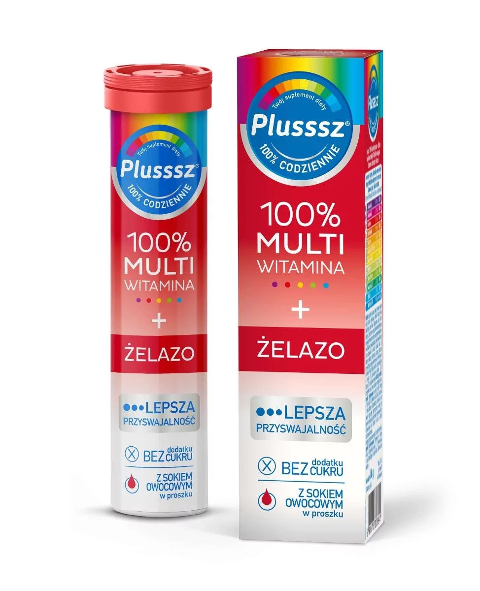 Polski Lek Plusssz 100% Multiwitamina + Żelazo 20 tabletek musujących