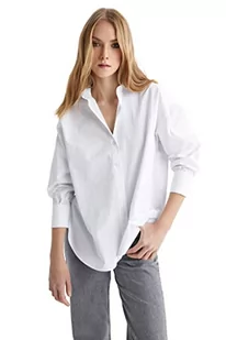 DeFacto Koszula damska z tkaniny bawełnianej z długimi rękawami, biały, XS - Koszule damskie - miniaturka - grafika 1