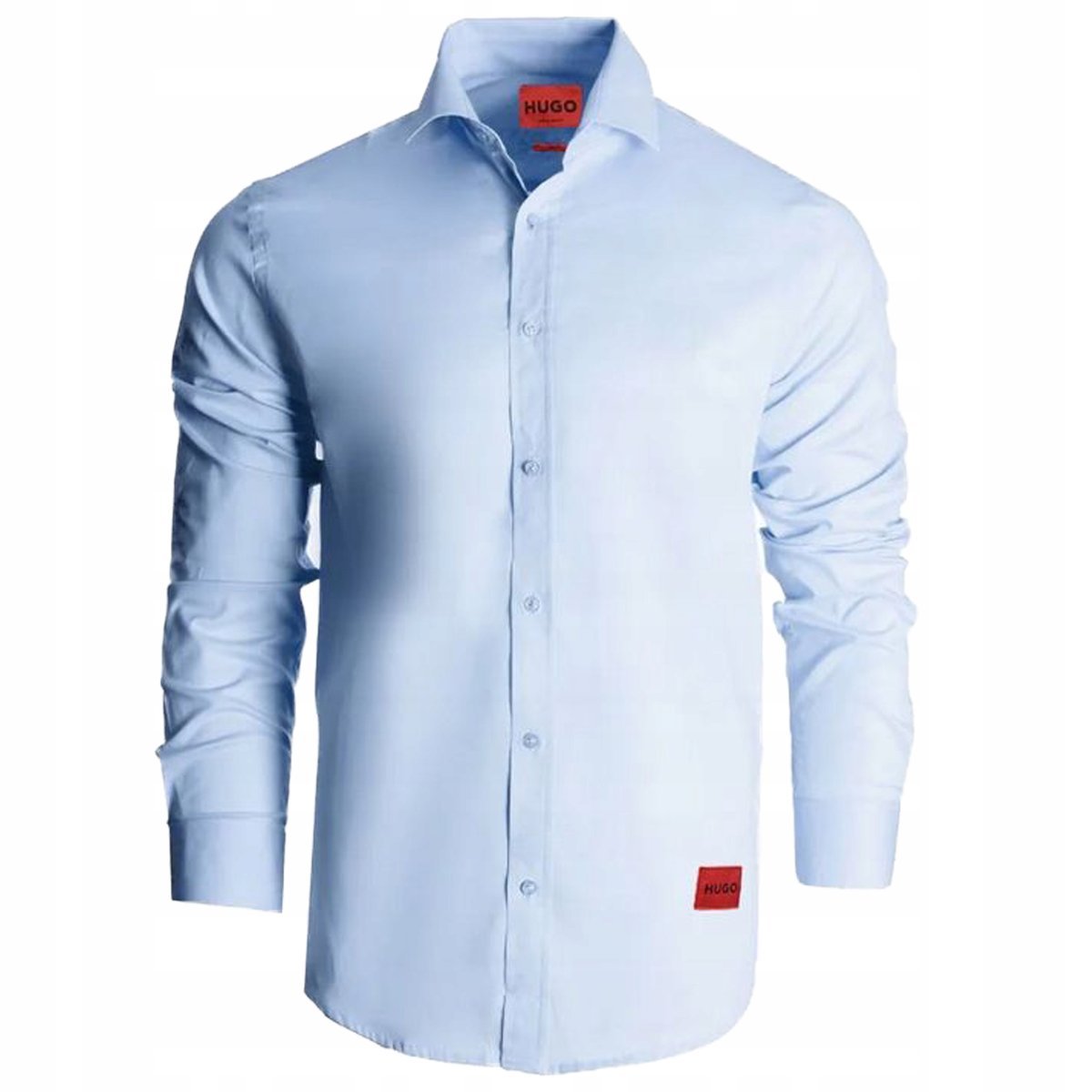 Niebieska Koszula Męska Elegancka Ładna logo HUGO BOSS bawełniana r.M