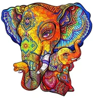 Puzzle - Puzzle Drewniane Słoniątko z Mamą L - miniaturka - grafika 1