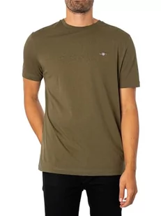 GANT Koszulka męska Reg Shield SS, Juniper Green, 5XL - Koszulki męskie - miniaturka - grafika 1