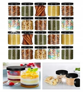 ZESTAW SŁOIKÓW SŁOIK POJEMNIK PRZEZROCZYSTY NA PRZYPRAWY ZIOŁA DESERY 24szt - Pojemniki kuchenne - miniaturka - grafika 1