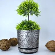 Donice - 26 cm wzór SAFARI GRAFIT * Doniczka z podstawką * subtelny połysk * efekt drewna tekstura szarej deski * z drenażem * niezwykły deseń * styl natural.. - miniaturka - grafika 1