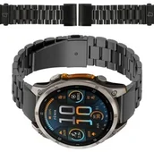 Akcesoria do smartwatchy - Bizon Pasek ze stali nierdzewnej Strap Watch Aura 22 mm do smartwatcha, czarny - miniaturka - grafika 1
