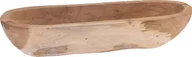 Tace i patery - Miska drewniana Patera Tacka Długa Podstawka Bowl Teak Łódka Canoe 40 cm - miniaturka - grafika 1