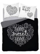 Pościel - Detexpol Pościel bawełniana 160x200 Home sweet Home serca czarna biała 3753 A Holland 78 - miniaturka - grafika 1