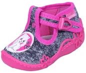 Kapcie damskie - Marmurkowo-różowe buciki/kapcie dziewczęce z kotkiem FIFI 19 EU - miniaturka - grafika 1