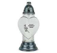 Lampiony i znicze - Znicz dla Mamy 38 cm Srebrny DP739 Znicz Serce z Dedykacja dla Mojej Kochanej Mamy z Wkładem - miniaturka - grafika 1