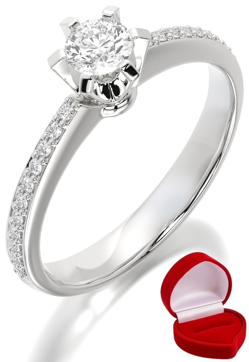 ZŁOTY PIERŚCIONEK ZARĘCZYNOWY 585 14k BRYLANT LAB 0,24 ct BIAŁE ZŁOTO R28
