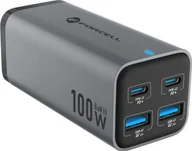 Ładowarki do telefonów - FORCELL F-ENERGY GaN III VT-49 ładowarka biurkowa 2 x Typ C + 2 x USB A PD QC4.0 SFC2.0 5A 100W szara - miniaturka - grafika 1