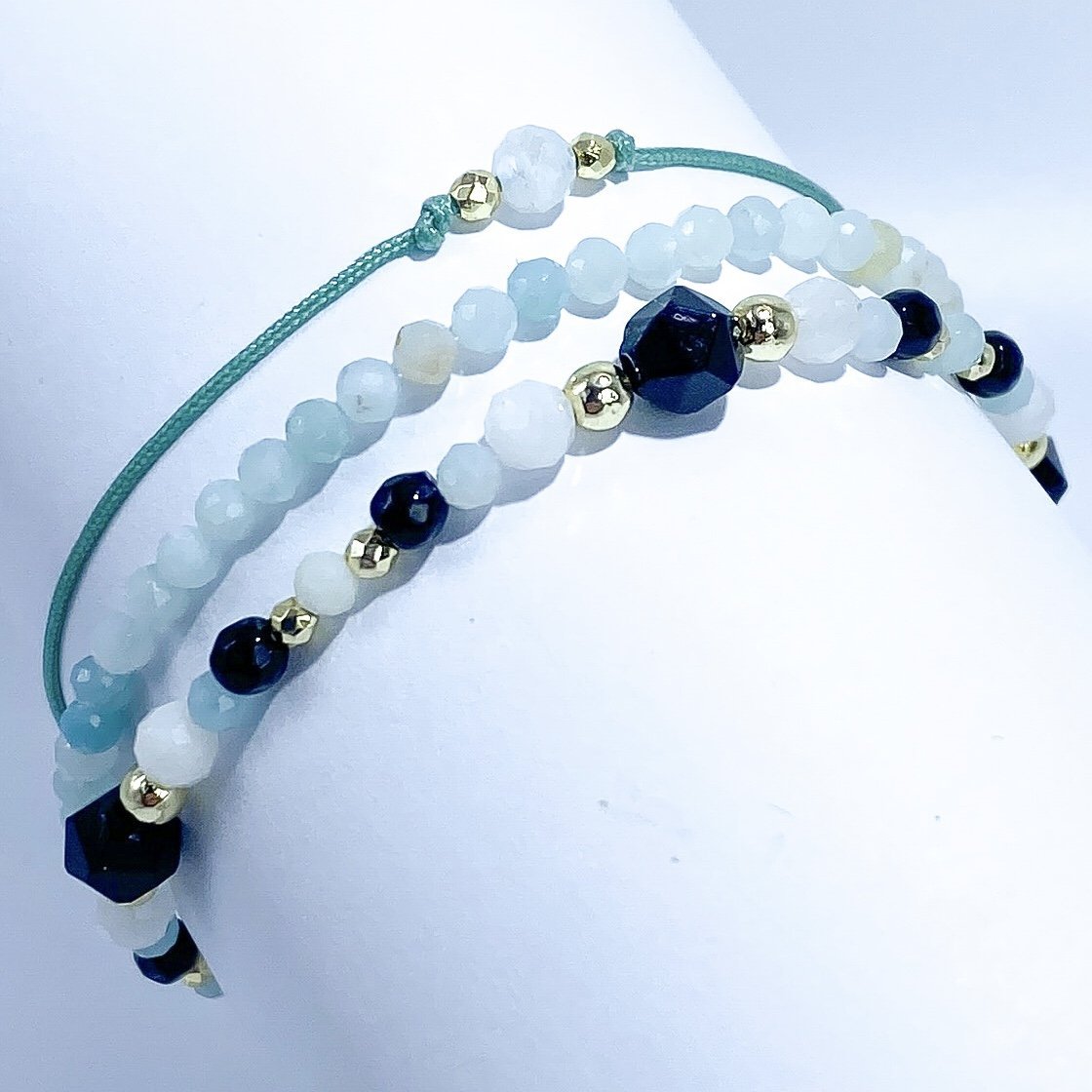 Zestaw Bransoletek – Amazonit Kamień Księżycowy Onyks Hematyt