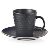 Filiżanki - Filiżanka ze spodkiem do kawy espresso ceramiczna czarna TEA TIME 95 ml - miniaturka - grafika 1