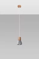 Lampy sufitowe - Sollux Lighting Lighting lampa wisząca z betonowym kloszem i dodatkiem drewna QUBIC SL.0964 pojedyncza lampa sufitowa szara z naturalnym drewnem SL.0964 - miniaturka - grafika 1