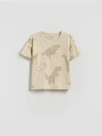 Bluzki dla niemowląt - Reserved - Bawełniany t-shirt z nadrukiem - kremowy - miniaturka - grafika 1