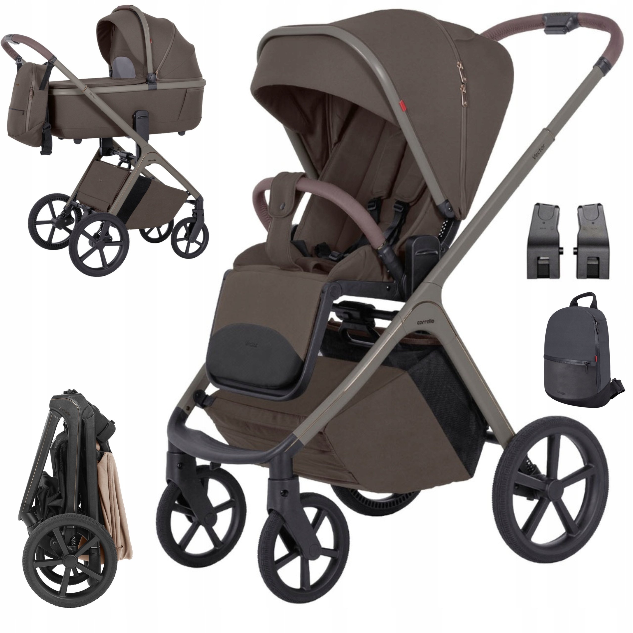 Carrello Vector Lekki Wózek 2w1 Coffee Beige do 22 kg plecak, adaptery