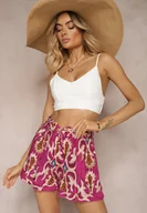 Spodenki damskie - Różowe Szorty z Wiskozy z Gumką w Talii Tiamanelle - miniaturka - grafika 1