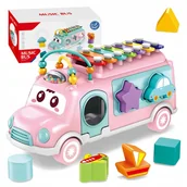 Grzechotki dla dzieci - Duży Autobus Muzyczny Bus Dla Dzieci Sorter Klocków Cymbałki Grzechotka 5W1 - miniaturka - grafika 1