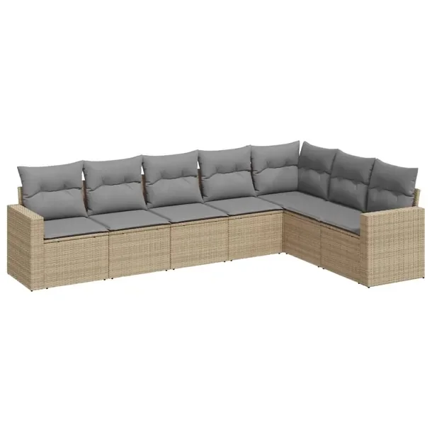Zestaw mebli ogrodowych modułowych beżowy rattan PE z poduszkami 62x69 cm