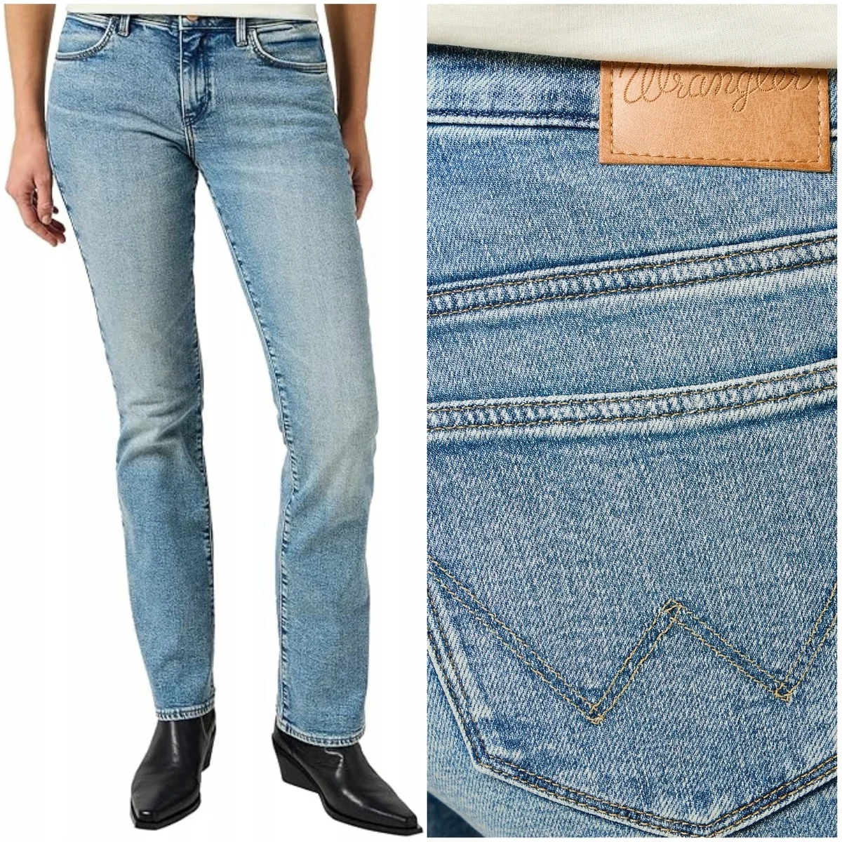 Wrangler Bootcut Iceberg Blue rozszerzane damskie spodnie jeansowe W32 L32