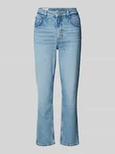 Spodnie damskie - Jeansy o kroju straight fit z zapięciem na guzik - miniaturka - grafika 1