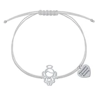 Biżuteria dla dzieci - Bransoletka z Aniołkiem srebro sznurek - miniaturka - grafika 1
