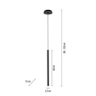 Paul Neuhaus Flute lampa wisząca LED 1-punktowa czarna - Lampy sufitowe - miniaturka - grafika 2