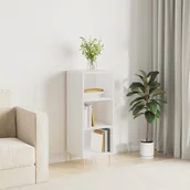 Szafki nocne - vidaXL Szafka, biała, połysk, 34,5x32,5x90 cm, materiał drewnopochodny - miniaturka - grafika 1