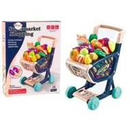 Zabawy w naśladowanie dorosłych - Wózek sklepowy dla dzieci + warzywa granatowy Leantoys - miniaturka - grafika 1