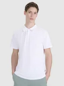 Koszulki męskie - 4F Koszulka polo regular męska - biała M - miniaturka - grafika 1