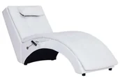 Szezlongi - Biały masujący szezlong z ekoskóry z poduszką B0-N73 - miniaturka - grafika 1