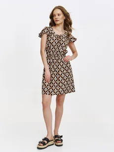 Wzorzysta sukienka mini w kolorach brązu - Sukienki Wzorzysta sukienka mini w kolorach brązu - Sukienki - miniaturka - grafika 1