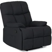 Fotele - Fotel Rozkładany Wypoczynkowy z Podnóżkiem Wygodny Do Spania Czarny RIKO - miniaturka - grafika 1