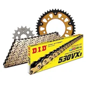 Części motocyklowe - Zestaw łańcuchów DID Stealth 530VX3 / 110 nitowy zamek złoty do Honda CBR XX Blackbird 1100 ccm rok produkcji 1997-2008 - miniaturka - grafika 1