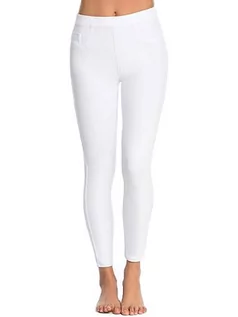 Legginsy - Spanx Damskie przycięte indygo dzianinowe legginsy białe spodnie XL, XL - grafika 1