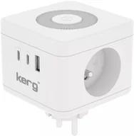Listwy zasilające - Listwa zasilająca Kerg Kostka zasilająca 2-gniazdowa + ładowarka USB-A+USB-C + lampka LED 16A/250V~ Smart biała - miniaturka - grafika 1