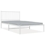 Łóżka - Metalowa rama łóżka z wezgłowiem, biała, 107x203 cm Lumarko! - miniaturka - grafika 1