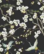 Tapety - Superfresco Easy Czarna tapeta winylowa na flizelinie gałązki kwiaty ptaki styl japoński 105984_opcje - miniaturka - grafika 1