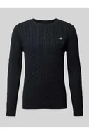 Swetry męskie - Sweter z dzianiny z wyhaftowanym logo - Gant - miniaturka - grafika 1