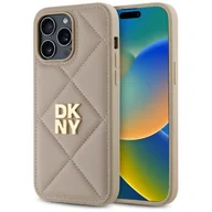 Etui i futerały do telefonów - Etui DKNY Quilted Stack Logo do Apple iPhone 14 Pro Beżowy - miniaturka - grafika 1