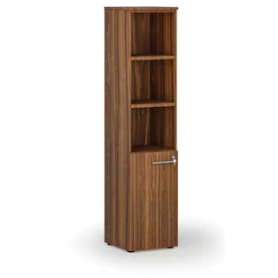 Szafa biurowa kombinowana PRIMO WOOD, drzwi na 2 poziomach, 1781 x 400 x 420 mm, orzech - Szafy biurowe - miniaturka - grafika 1